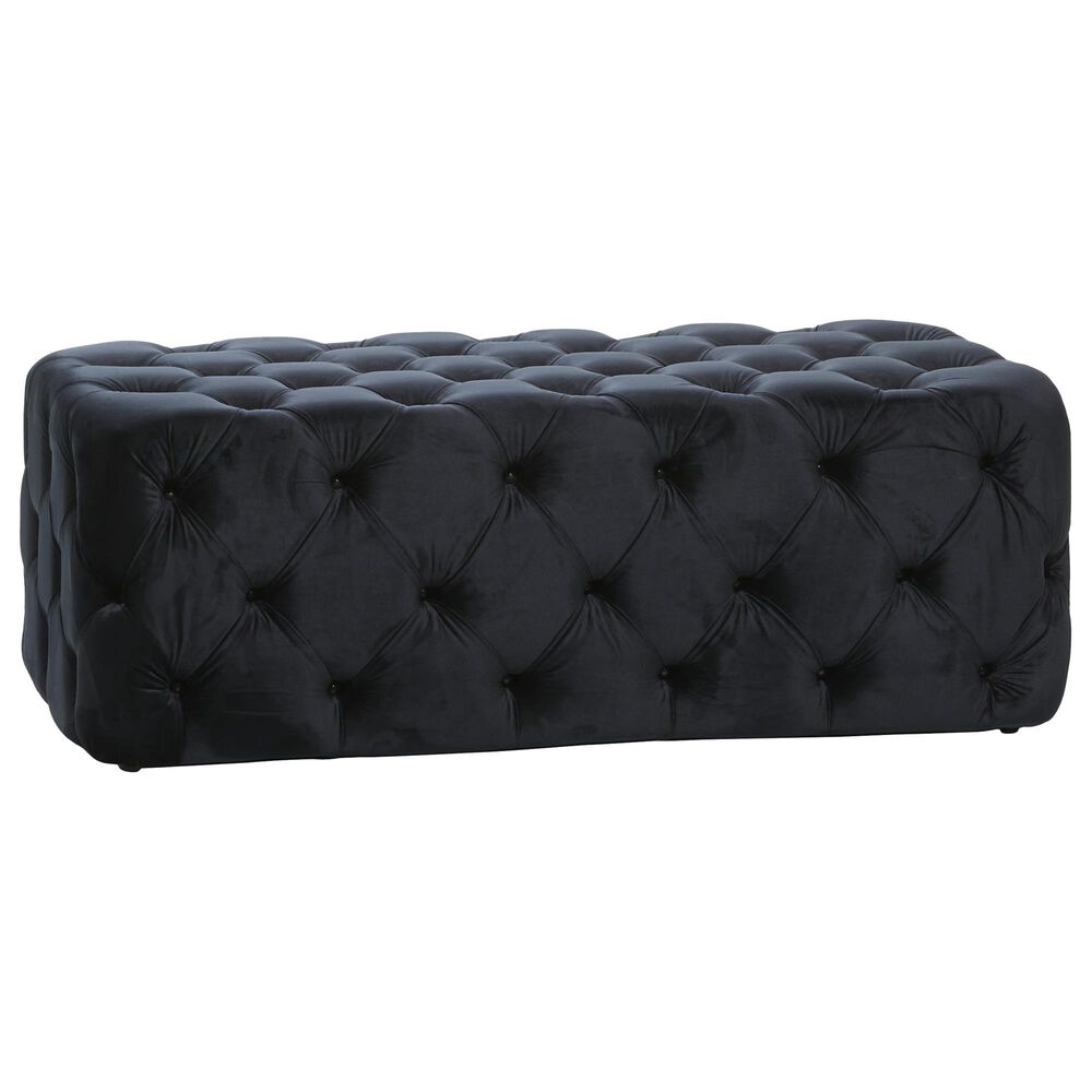 Maple and Jade Deep Button Bench in Black, , large