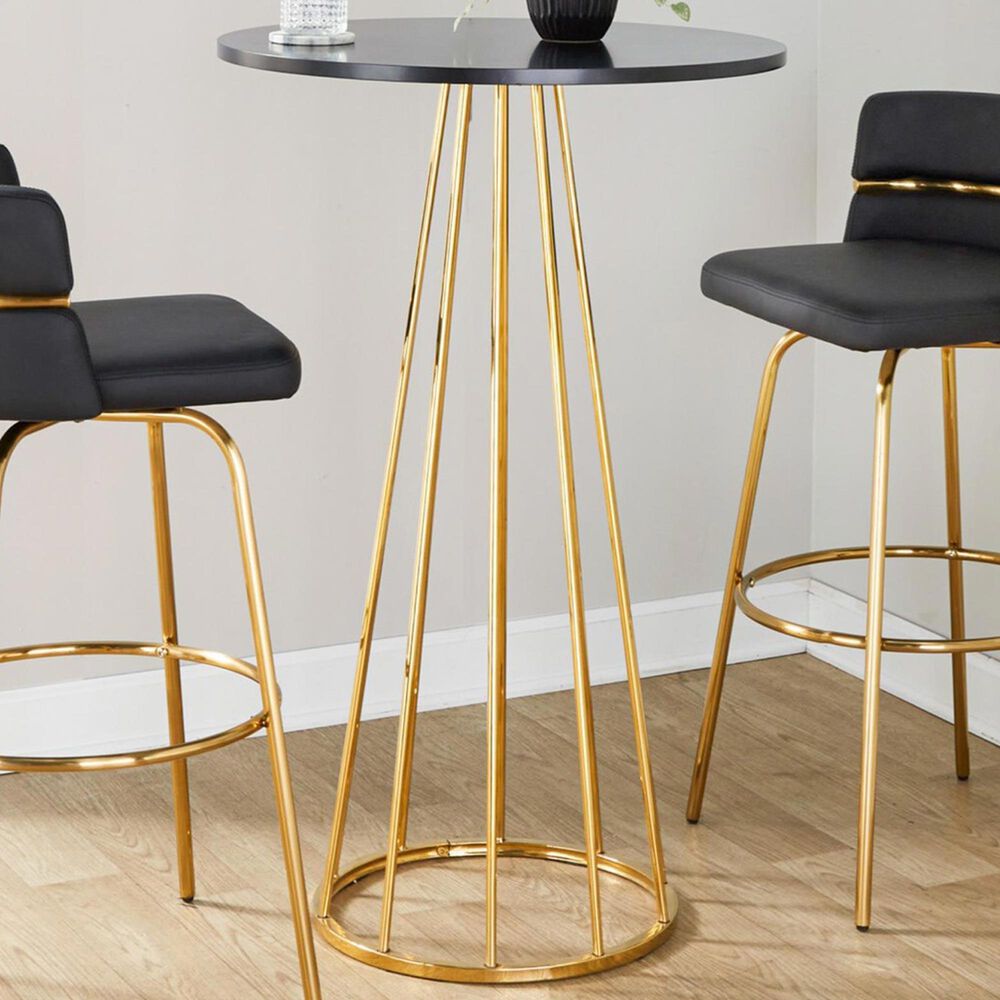 LumiSource Canary Bar Table in Gold Metal and Black Wood, , large