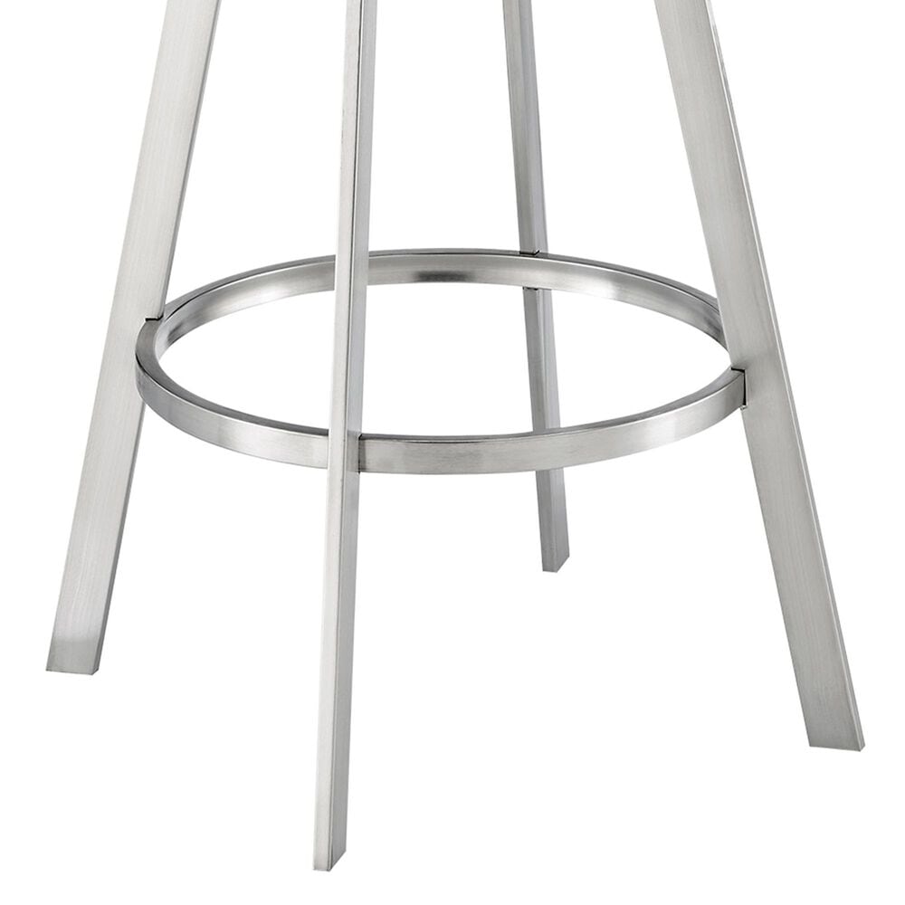 Blue River Flynn 30&quot; Swivel Bar Stool with Light Gray Cushion in Brushed Stainless Steel, , large