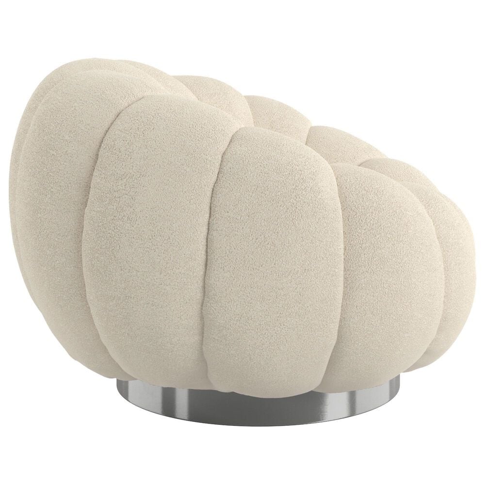Emerald Home Furnishings Lily Pumpkin Swivel Chair in White Boucle, , large