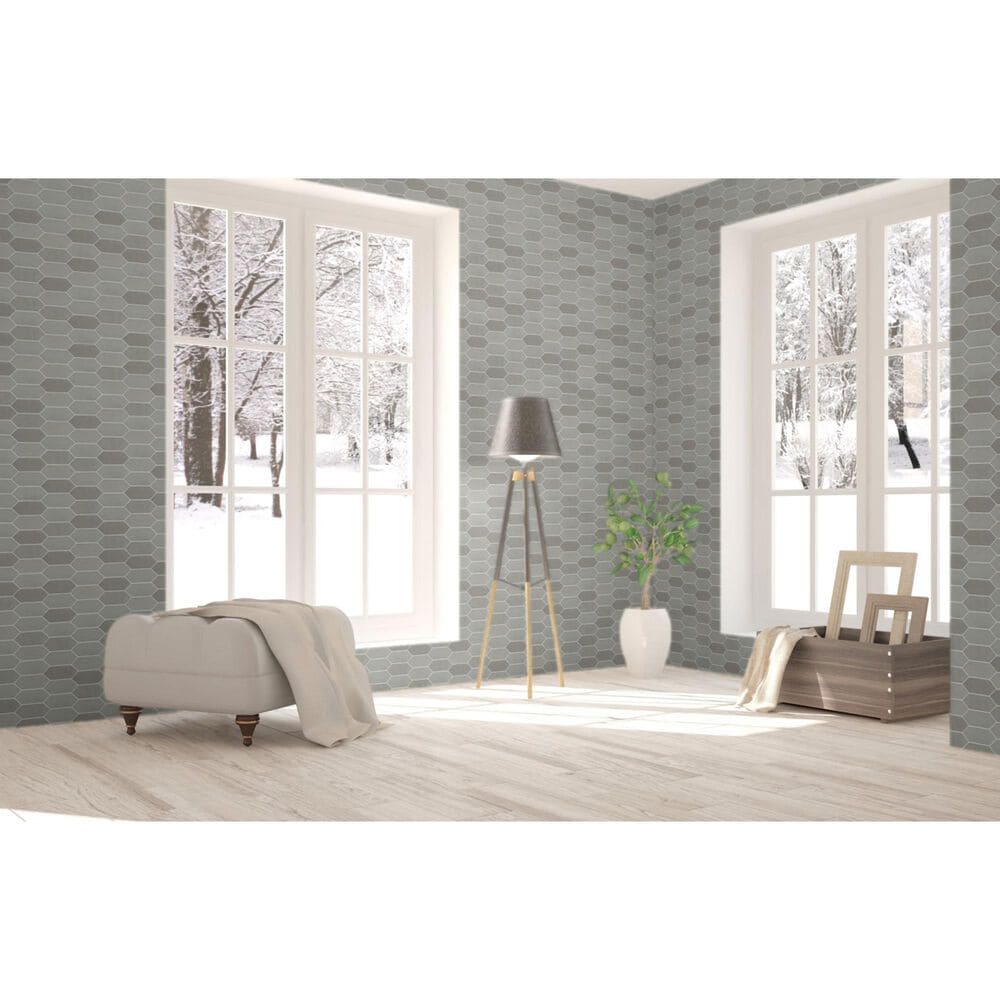 Dal-Tile Miramo Oyster 2&quot; x 5&quot; Picket Undulated on 12.25&quot; x 11.125&quot; Ceramic Mosaic Sheet, , large