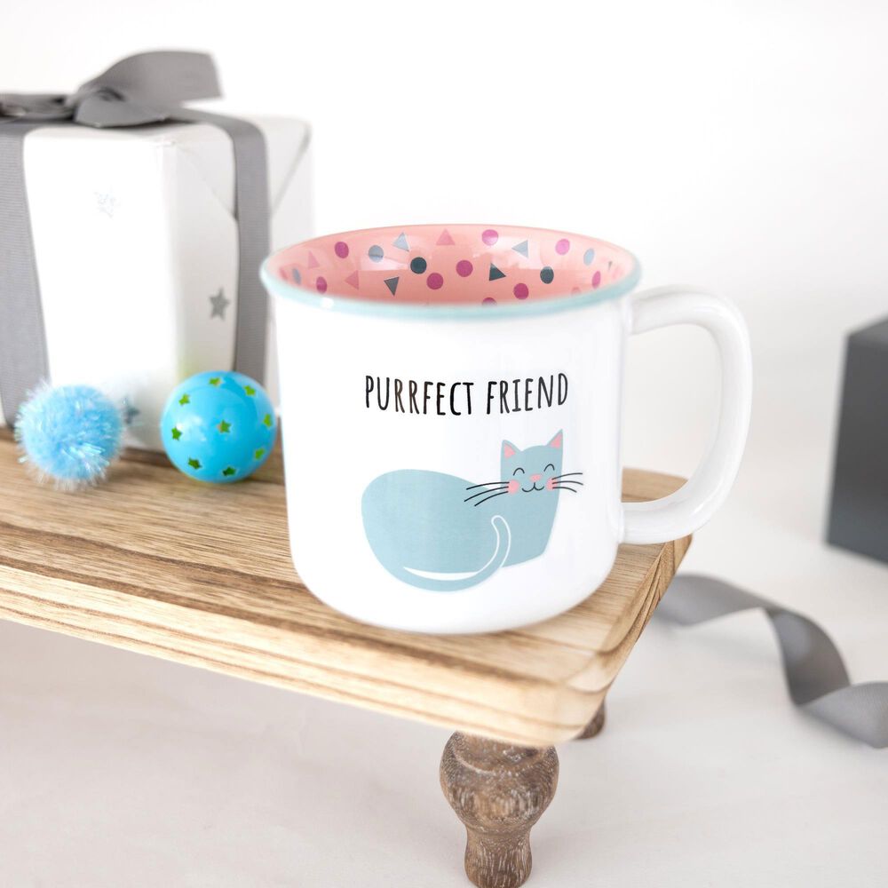 Pavilion Purrfect 18 Oz Mug in White, Blue and Pink, , large