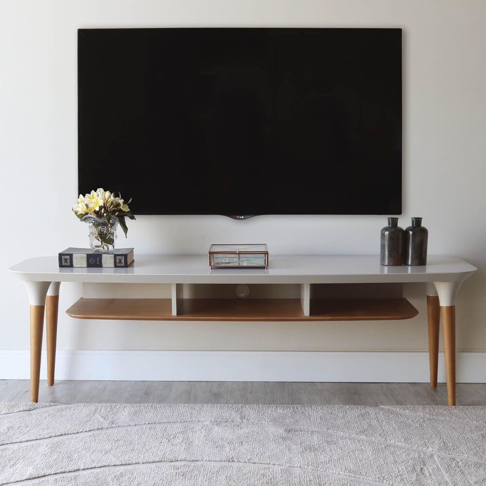 Dayton HomeDock 62.99" TV Stand in Off White/Cinnamon, , large