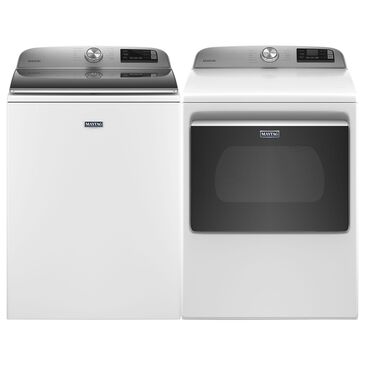 Maytag 4.7 Cu. Ft. Top Load Washer and 7.4 Cu. Ft. Electric Dryer with WiFi Laundry Pair in White, , large