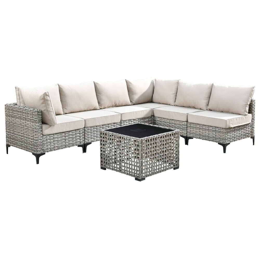 HOMLUX 7-Piece Patio Conversation Set in Beige, , large
