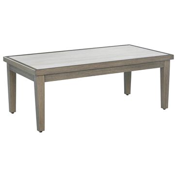 Ashley Rainier Ranch Patio Rectangular Cocktail Table in Brown and Beige, , large