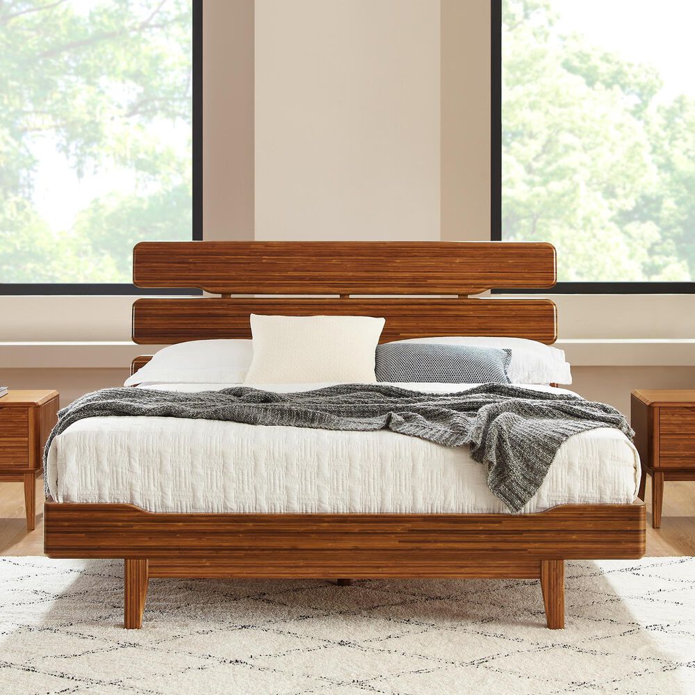 Natural Bamboo Furnishings Queen Platform Bed in Amber, , large