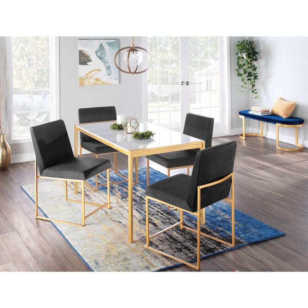 LumiSource Fuji Side Chair with Black Velvet Cushion in Gold (Set of 2), , large