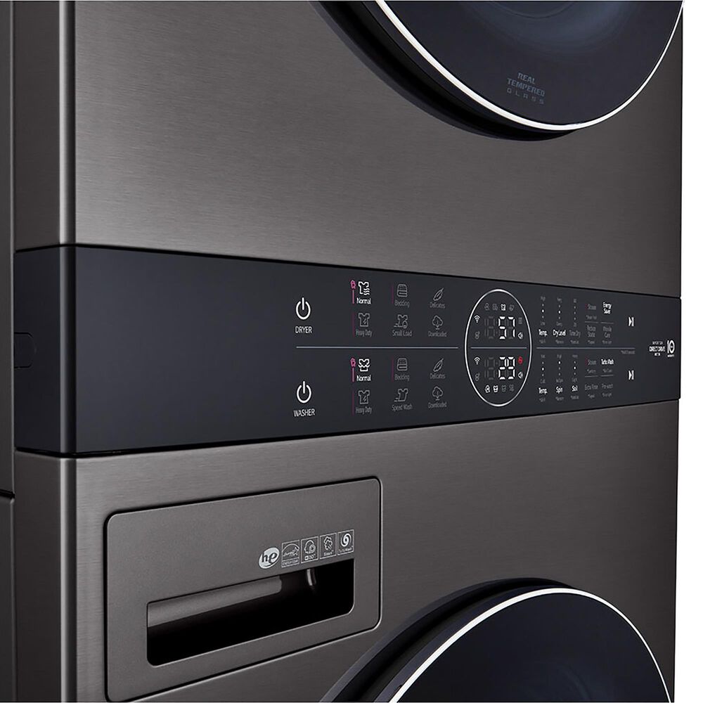 LG WashTower with Center Control 4.5 Cu. Ft. Washer and 7.4 Cu. Ft. Electric Dryer in Black Stainless Steel, , large