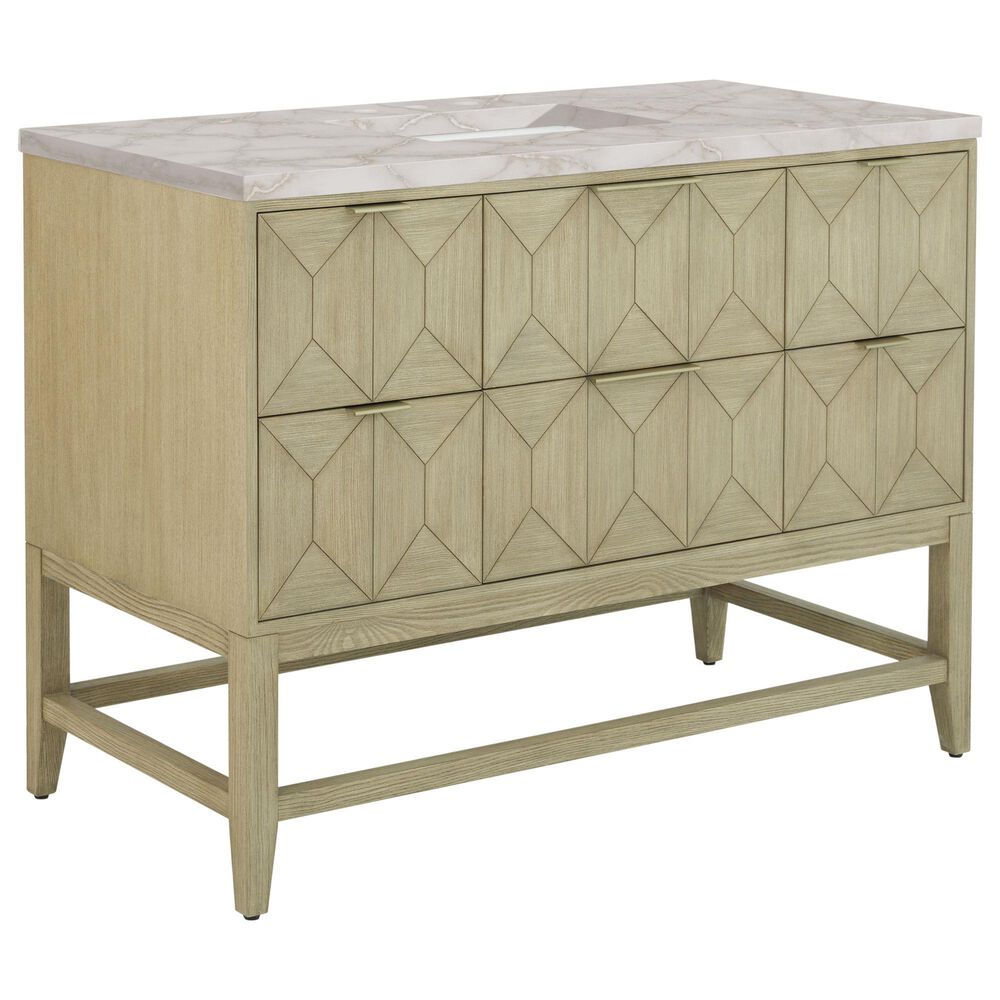 James Martin Vanities Emmeline 48" Single Vanity in Pebble Oak with 3 cm Victorian Silver Quartz Top, , large