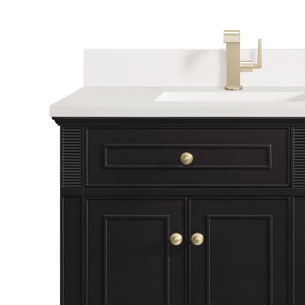 James Martin Vanities Lorelai 72&quot; Double Vanity in Black Onyx with Single Hole 3 cm White Zeus Quartz Top &amp; Backsplash, , large