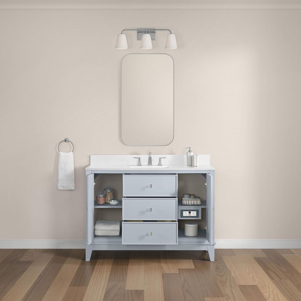 37B Kinsale 48" Single Bathroom Vanity Cabinet in Soft Blue with White Composite Stone Top and Backsplash, , large
