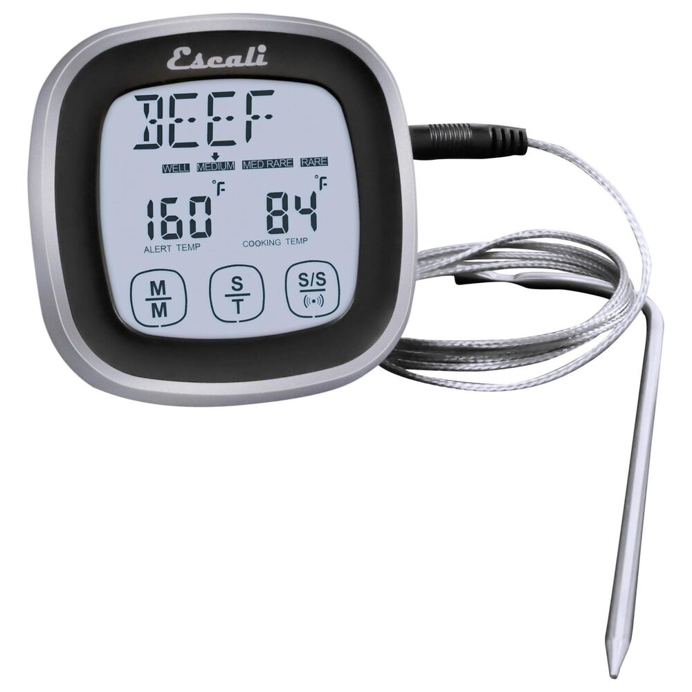 Kitchen Supply Touch Screen Thermometer and Timer in Black and Stainless Steel, , large