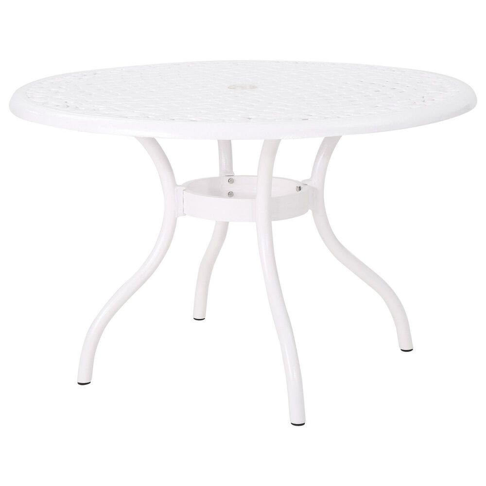 Hearth and Haven Phoenix Outdoor Round Dining Table in White - Table Only, , large