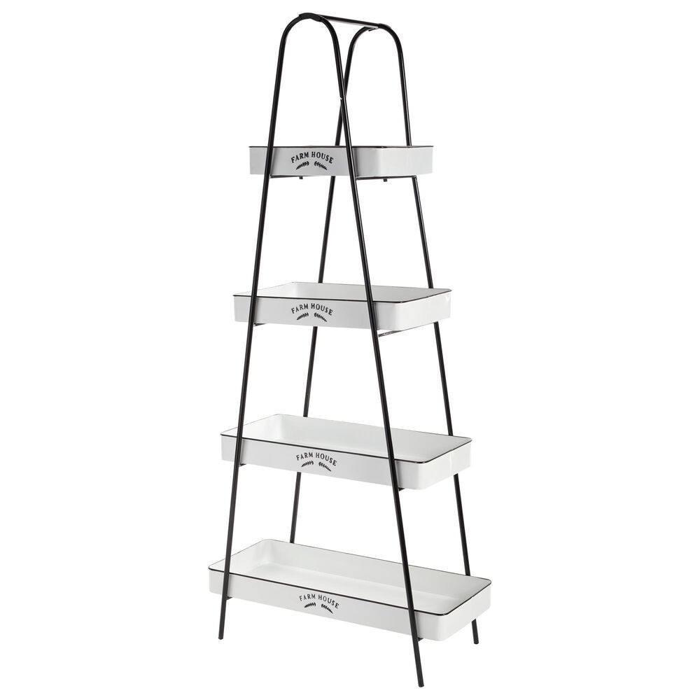 Maple and Jade 64" Farmhouse Metal Plant Stand Shelving Unit White, , large