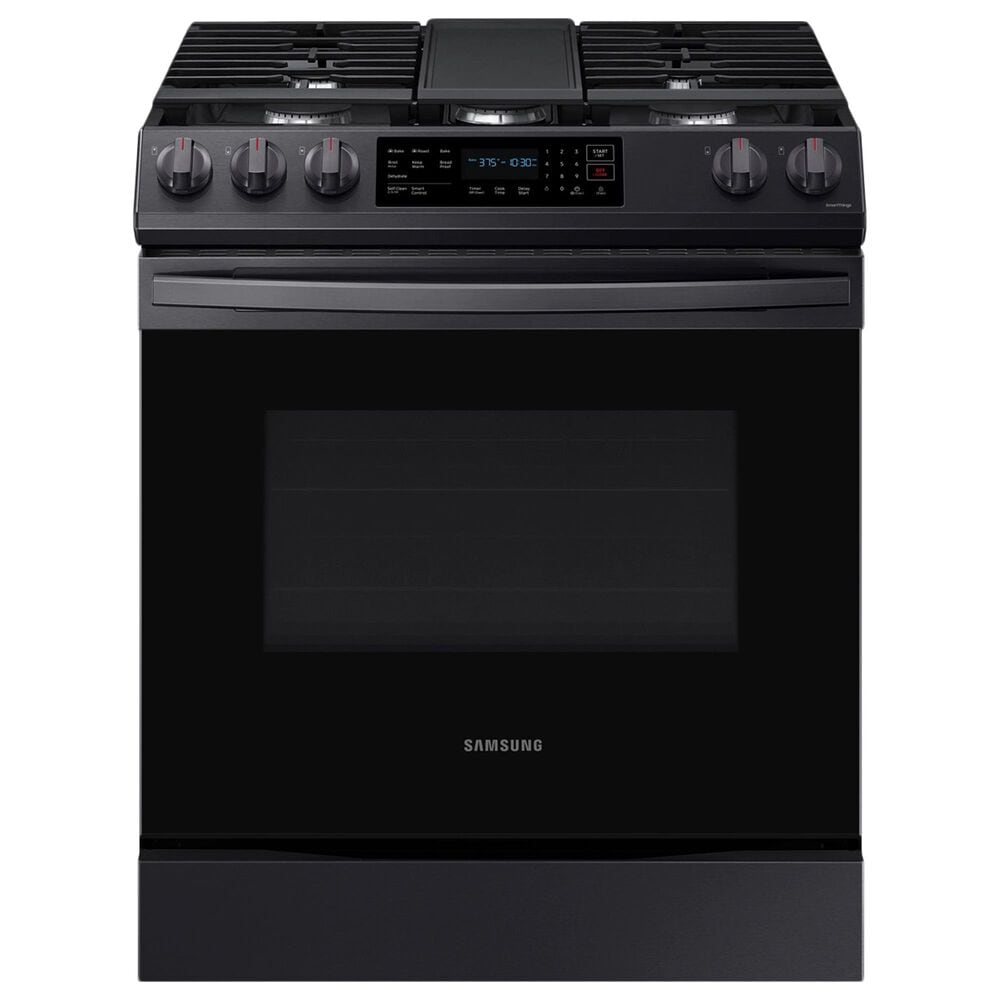 Samsung 6.0 Cu. Ft. Front Control Slide-in Gas Range with Convection and Wi-Fi in Black Stainless Steel, , large