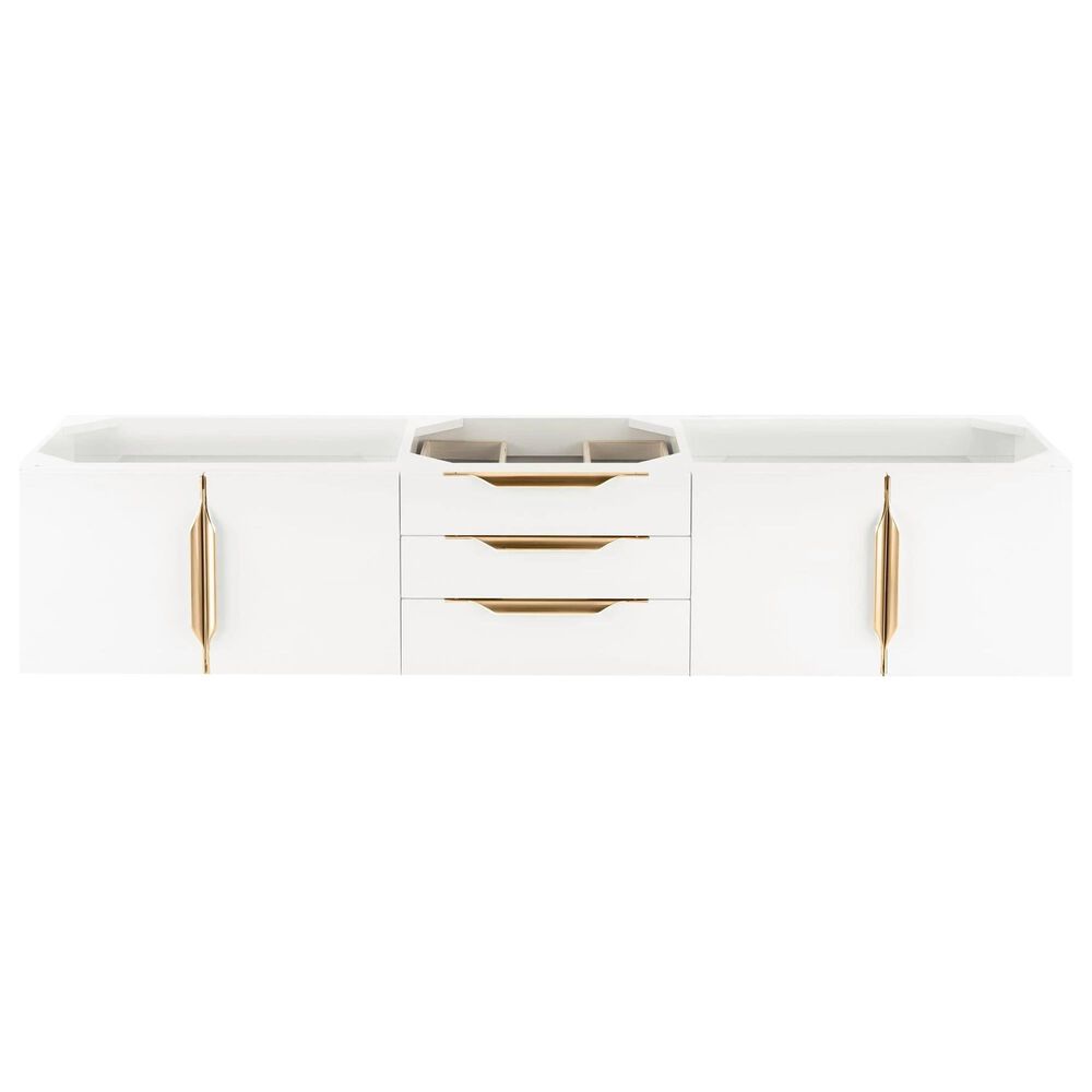 James Martin Mercer Island 72" Single Bathroom Vanity Cabinet in Glossy White with Brushed Gold Hardware, , large