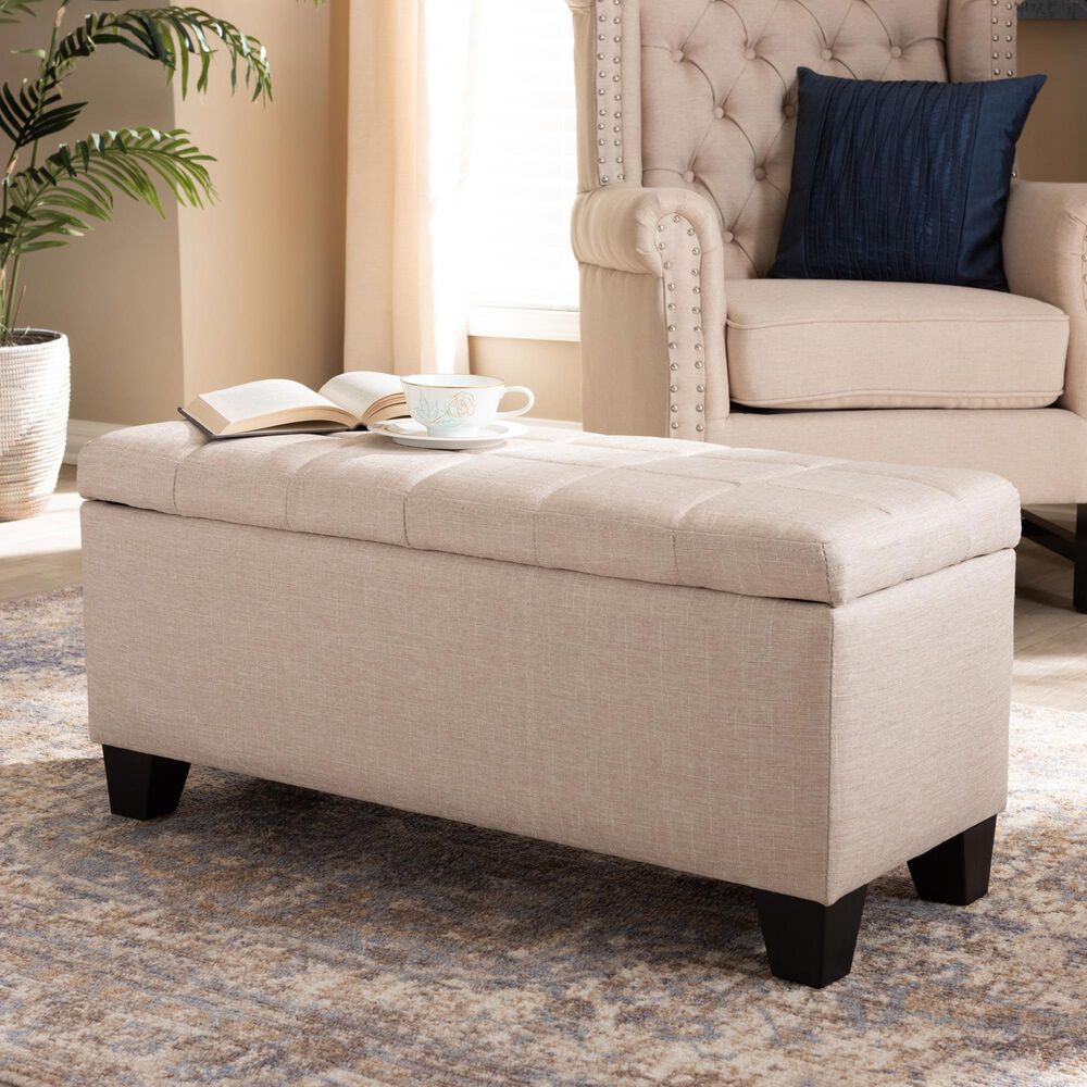 Baxton Studio Fera Storage Ottoman in Beige, , large