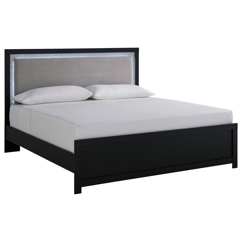 Ashley Maeling 5 Piece King Panel Bedroom Set in Matte Black, , large
