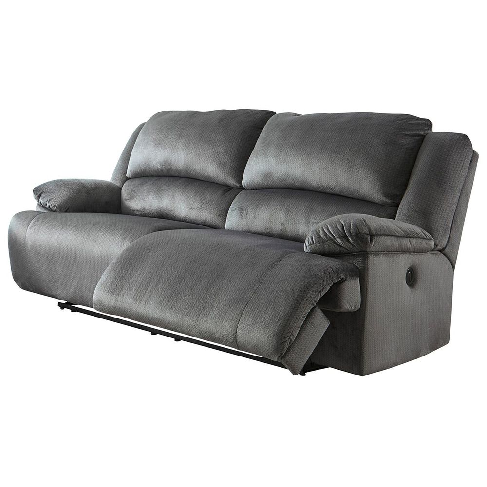 Signature Design by Ashley Clonmel Power Reclining Sofa in Charcoal | Nebraska Furniture Mart
