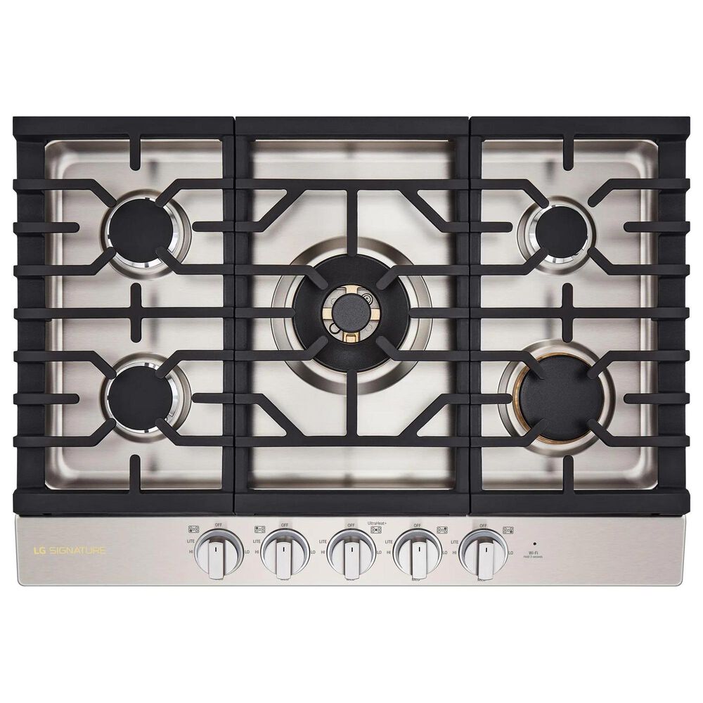 LG Studio Signature 30" Gas Cooktop with EasyClean and UltraHeat in Stainless Steel, , large