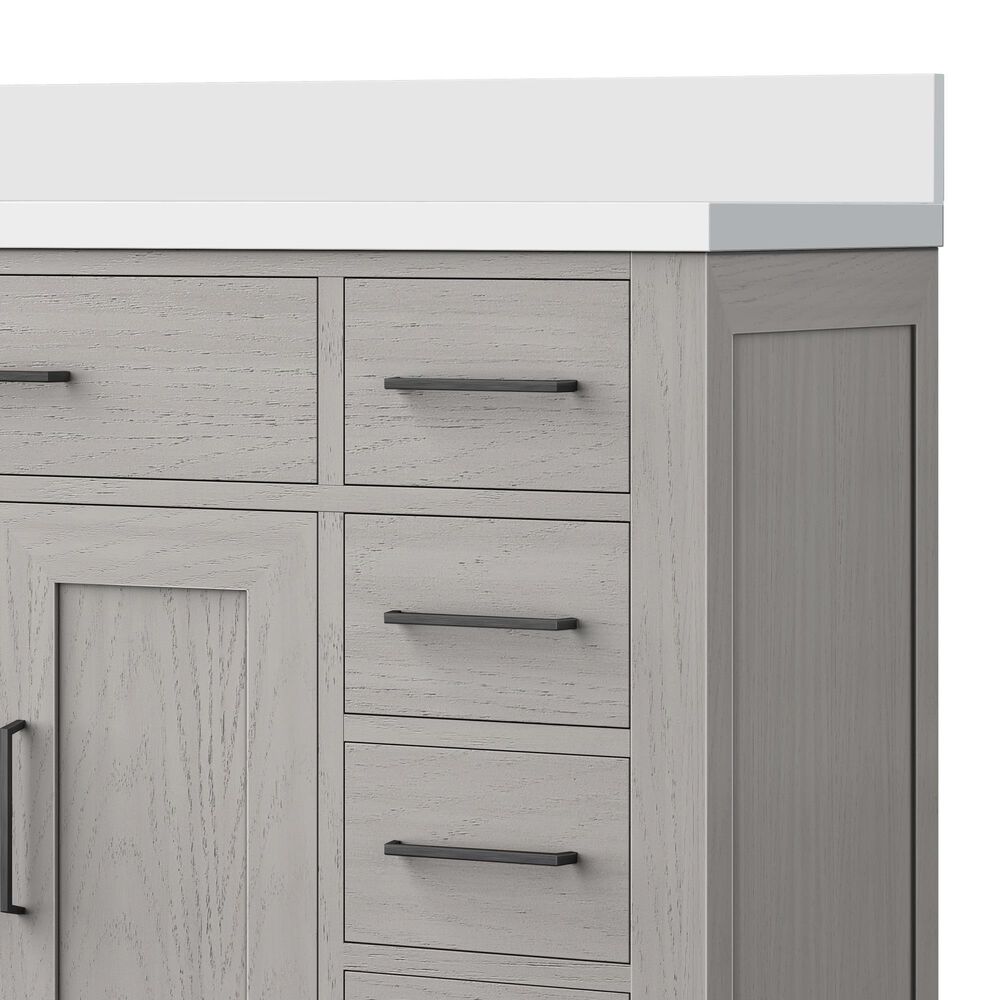Lexora Home Abbey 48&quot; Single Bathroom Vanity in White Oak with 2 cm White Quartz Top and Rectangular Sink, , large