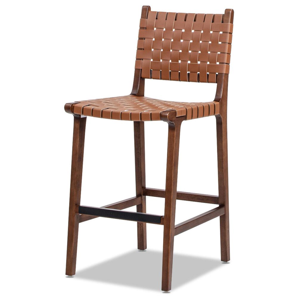Jennifer Taylor Home Andre 26" Counter Stool with Pecan Brown Cushion in Natural Brown, , large