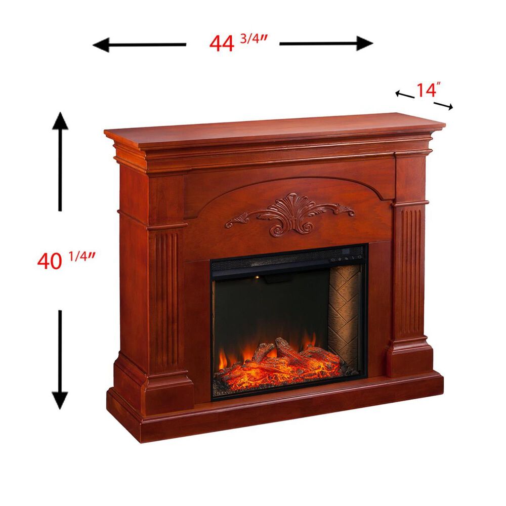 Southern Enterprises Andca Smart Electric Fireplace in Mahogany | NFM