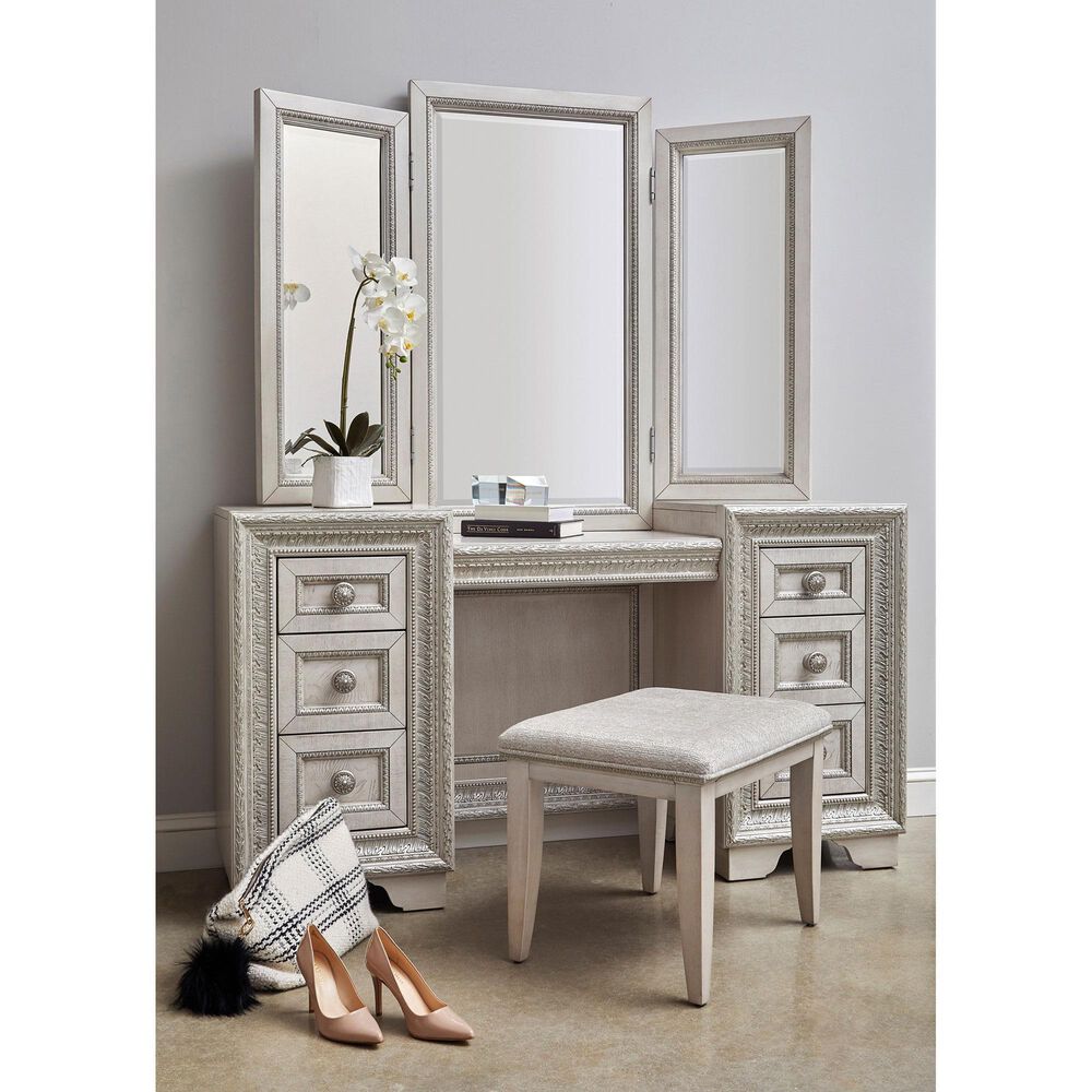 Chapel Hill Camila Vanity Stool in Camila White, , large