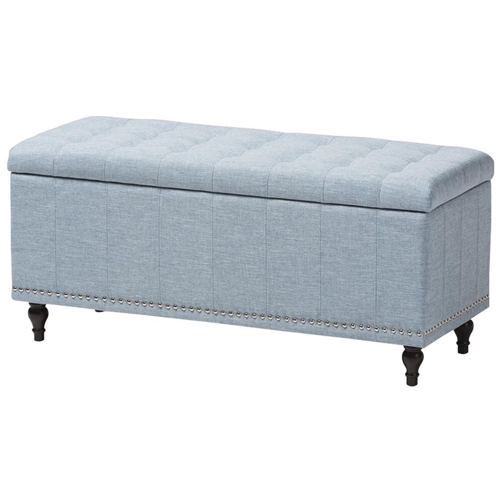 Baxton Studio Kaylee Upholstered Storage Ottoman Bench in Light Blue Nebraska Furniture Mart