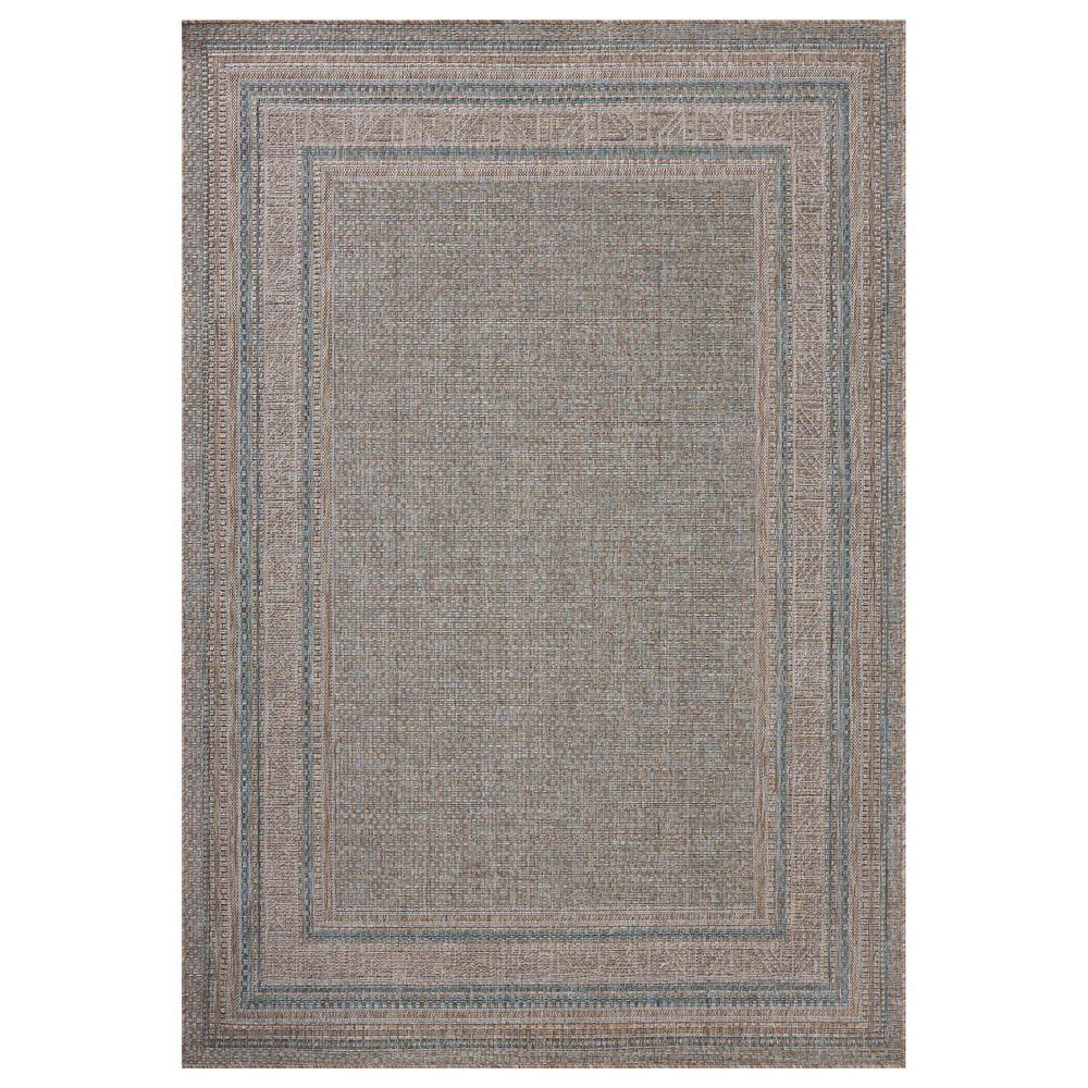 Amber Lewis x Loloi Topanga 6"7" x 9"4" Natural and Teal Indoor/Outdoor Area Rug, , large