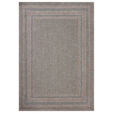 Amber Lewis x Loloi Topanga 6"7" x 9"4" Natural and Teal Indoor/Outdoor Area Rug, , large