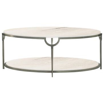 Bernhardt Morello Cocktail Table in White Faux Marble and Oxidized Nickel, , large