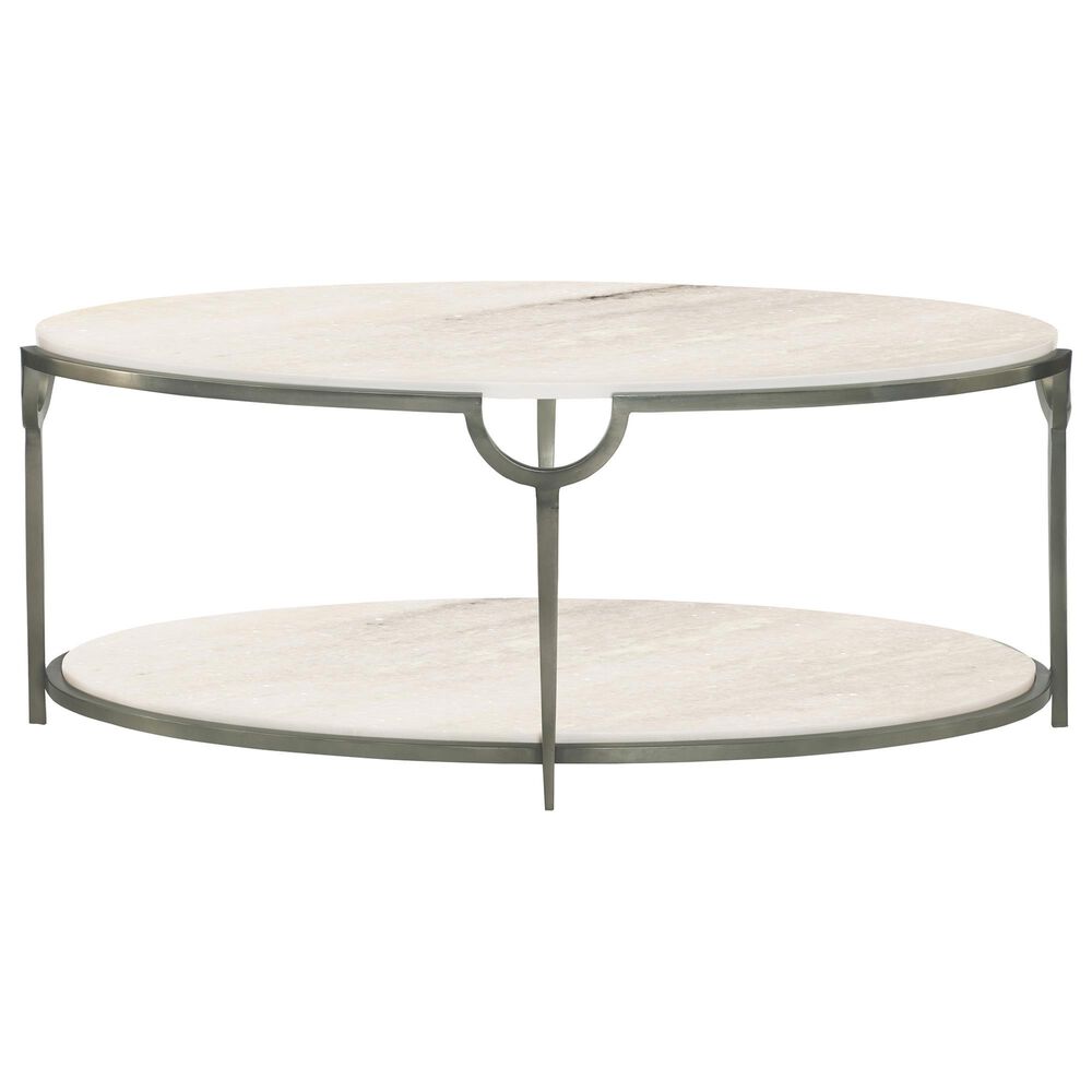 Bernhardt Morello Cocktail Table in White Faux Marble and Oxidized Nickel, , large
