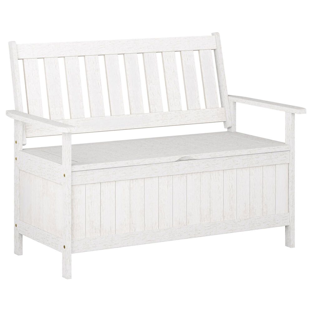 CorLiving Miramar Patio Storage Bench in White, , large