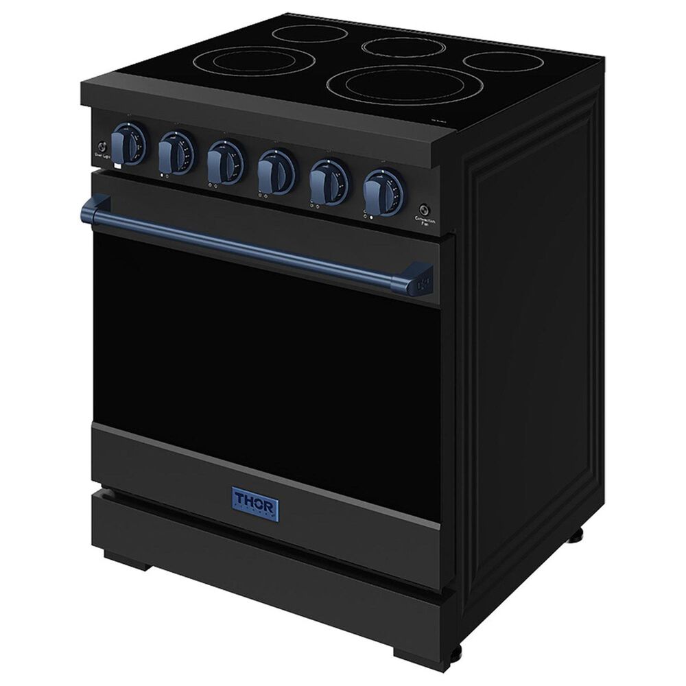 Thor Kitchen Gordon Ramsay 30" Professional Electric Range with Navy Blue Handle Kit in Black, , large