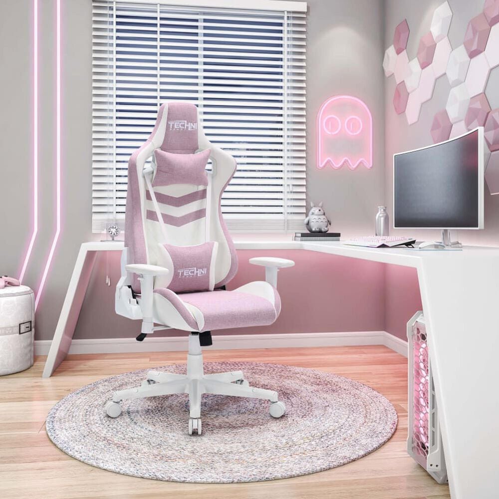 Rta Products Llc Pastel Gaming Chair in Pink and White, , large