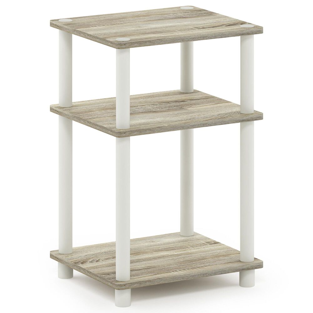 HOMLUX 3-Tier End Table in Sonoma Oak and White, , large