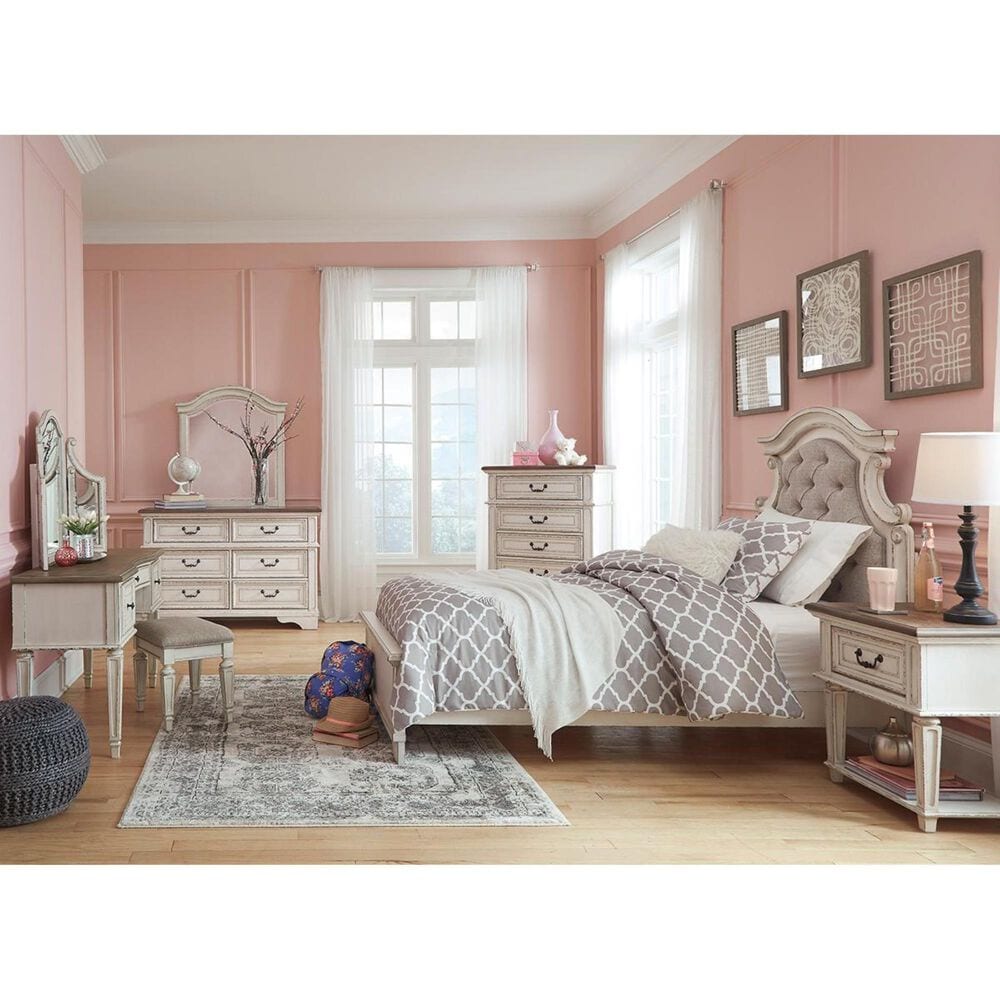 Ashley Realyn Full Upholstered Panel Headboard in Chipped White, , large