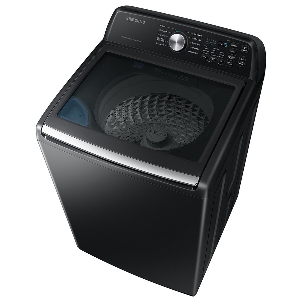 Samsung 4.6 cu. ft. Large Capacity Smart Top Load Washer with ActiveWave Agitator and Active WaterJet in Brushed Black, , large
