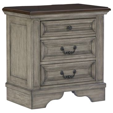 Signature Design by Ashley Lodenbay 3 Drawer Nightstand in Antiqued Gray and Walnut Brown, , large
