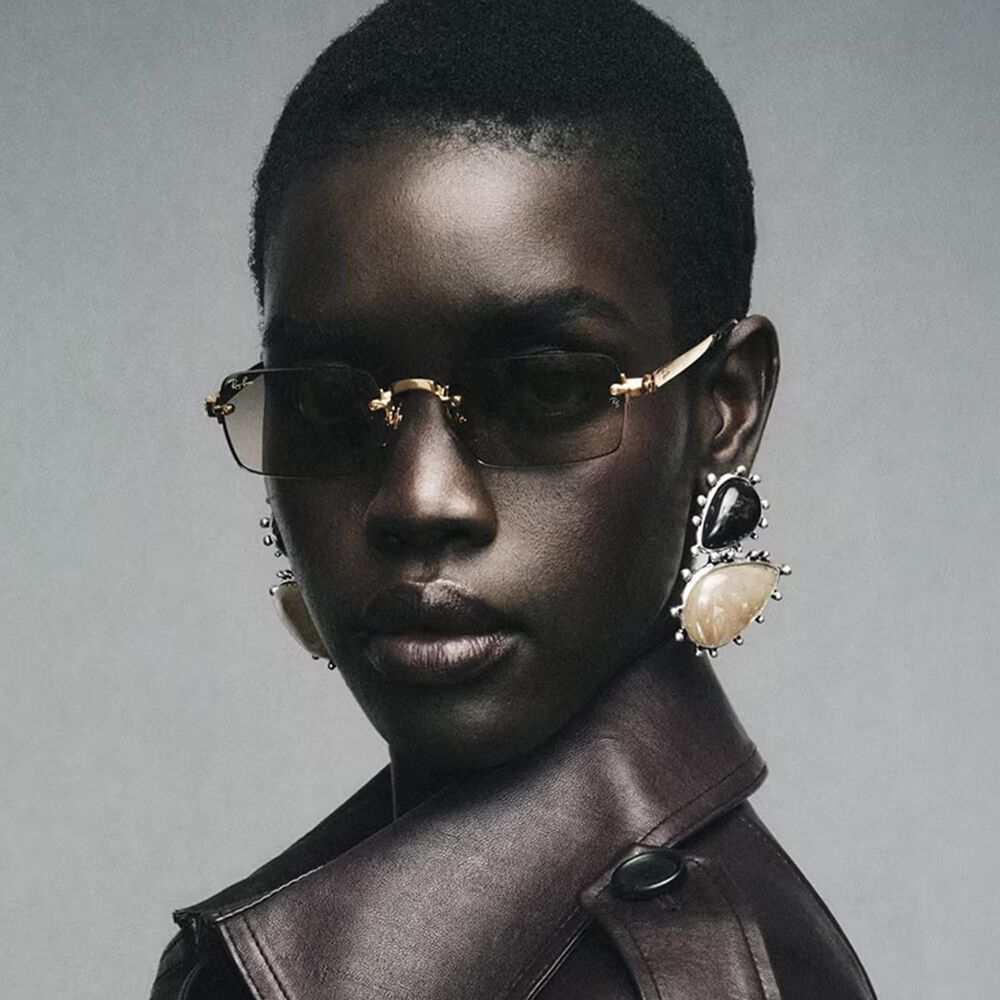 Rayban Glasses A$AP Rocky Sunglasses with Dark Green Lenses in Polished Arista Gold, , large
