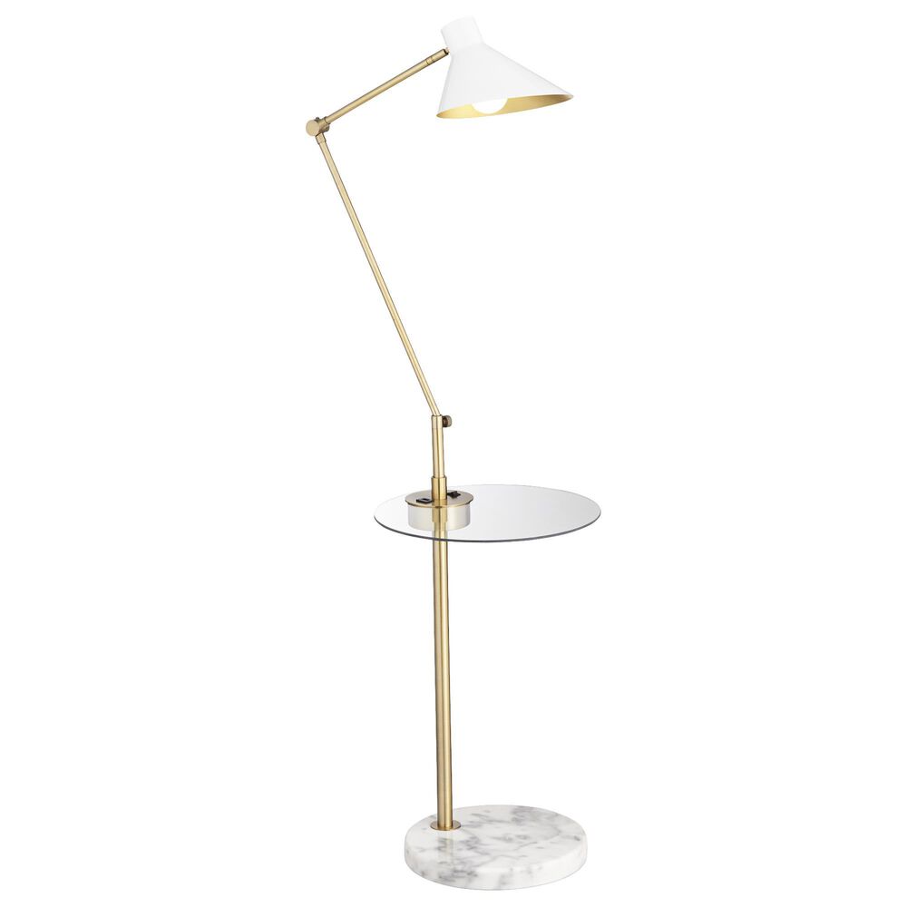 Avery Floor Lamp with Tray + USB in Warm Brass Plated, , large