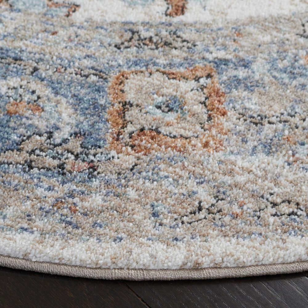 Safavieh Jasmine JSM343A 5&#39;3&quot; Round Ivory and Blue Area Rug, , large