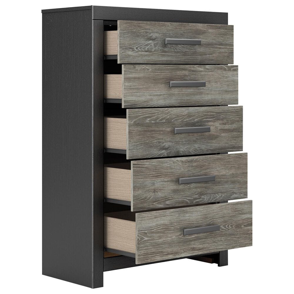 Ashley Broachmyn 5-Piece Queen Panel Bedroom Set in Black and Gray, , large