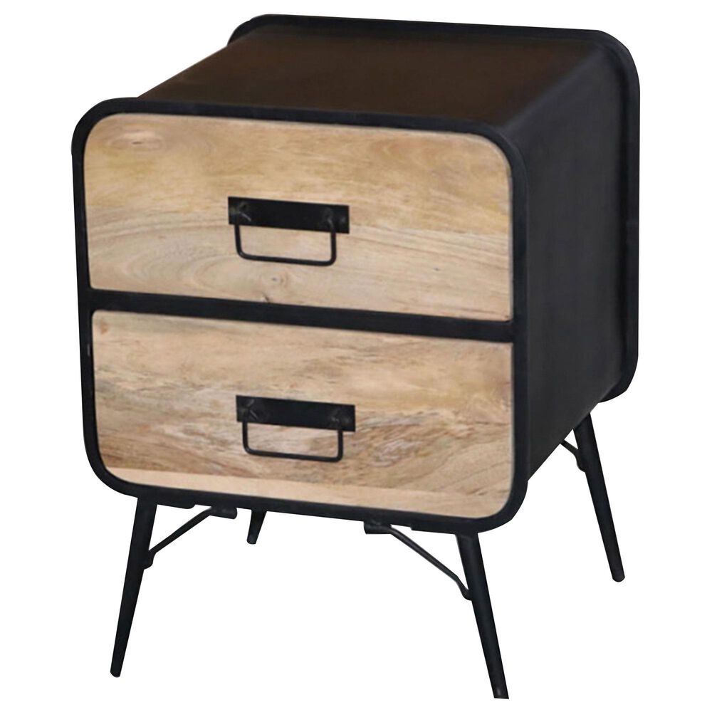 Tiddal Home Outbound 2 Drawer Nightstand in Natural and Dark Charcoal