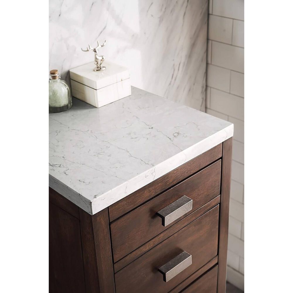 James Martin Vanities Addison 15" Cabinet in Mid Century Acacia with 3 cm Eternal Jasmine Pearl Quartz Top, , large