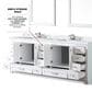 Lexora Home Dukes 84" Double Bathroom Vanity in White with 2 cm White Carrara Marble Top and Rectangular Sinks, , large