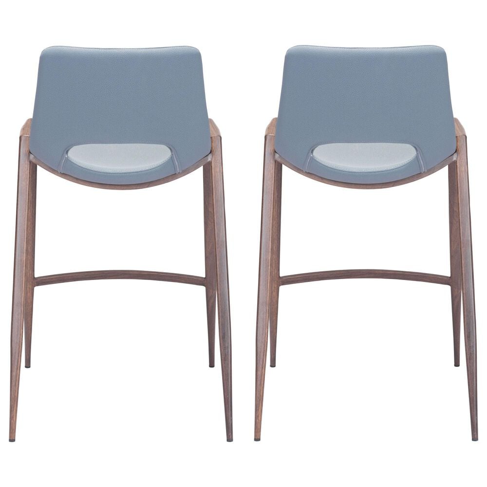 Zuo Modern Desi Counter Stool in Gray and Dark Brown &#40;Set of 2&#41;, , large