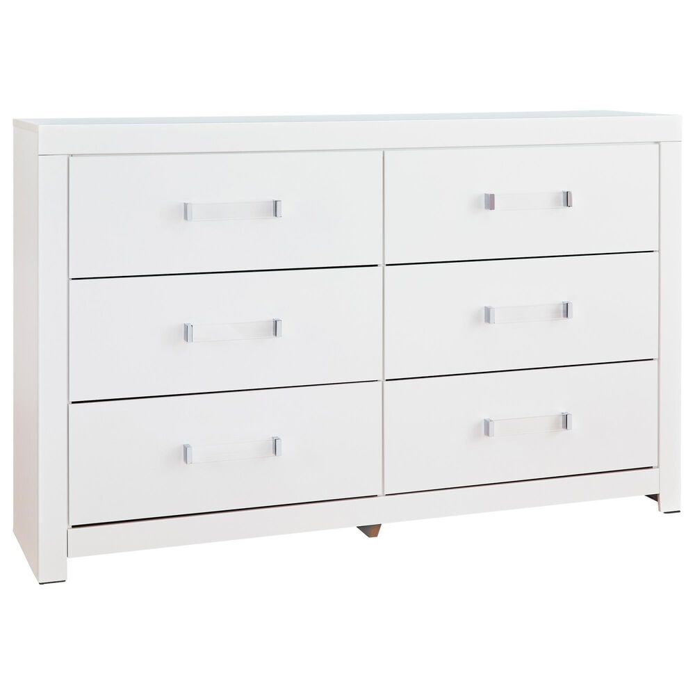 Ashley Maeling King Panel Bed with Dresser and Nightstand in Matte White, , large